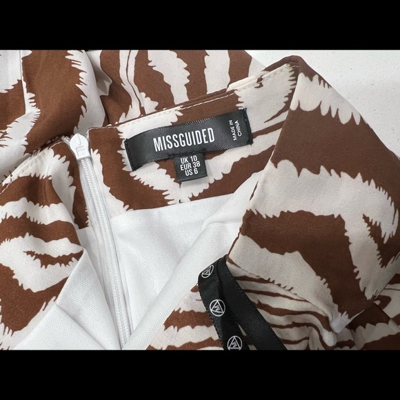 Missguided zebra print tie waist midi brown skirt with slit (size 6/M) - Picture 4 of 6